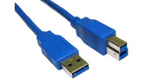 Cable, USB-A-kontakt - USB B-kontakt, 3m, USB 3.0, Blå